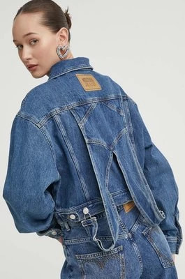 Zdjęcie produktu Moschino Jeans kurtka jeansowa damska kolor niebieski przejściowa oversize