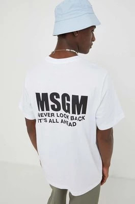 Zdjęcie produktu MSGM t-shirt bawełniany męski kolor biały z nadrukiem