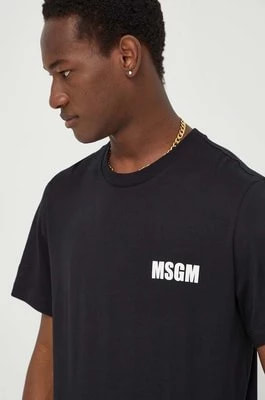 Zdjęcie produktu MSGM t-shirt bawełniany męski kolor czarny z nadrukiem