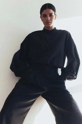 Zdjęcie produktu MUUV. koszula bawełniana Ample damska kolor czarny relaxed ze stójką