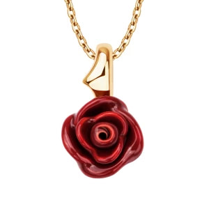 Zdjęcie produktu Naszyjnik srebrny pozłacany pokryty emalią - róża - Rosarium Rosarium - Biżuteria YES