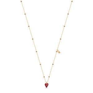 Zdjęcie produktu Naszyjnik srebrny pozłacany pokryty emalią - serce - Queen of Hearts Queen of Hearts - Biżuteria YES