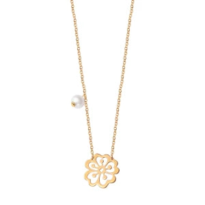 Zdjęcie produktu Naszyjnik srebrny pozłacany z perłą - kwiat - Blossom Blossom - Biżuteria YES