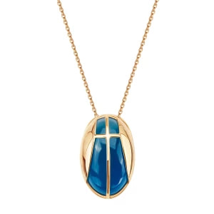 Zdjęcie produktu Naszyjnik złoty z niebieskim agatem - Skarabeusz Skarabeusz - Biżuteria YES