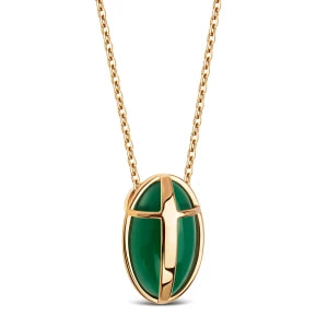 Zdjęcie produktu Naszyjnik złoty z zielonym agatem - Skarabeusz Skarabeusz - Biżuteria YES