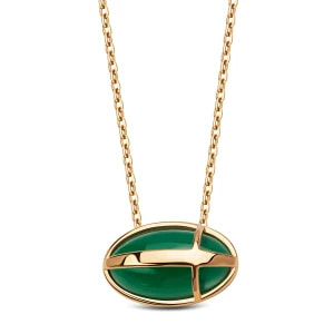 Zdjęcie produktu Naszyjnik złoty z zielonym agatem - Skarabeusz Skarabeusz - Biżuteria YES