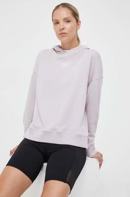 Zdjęcie produktu New Balance bluza damska kolor różowy z kapturem z nadrukiem