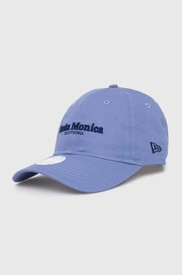 Zdjęcie produktu New Era czapka z daszkiem bawełniana kolor niebieski z aplikacją