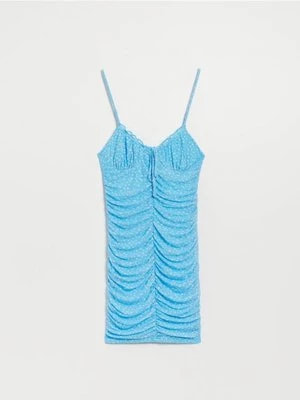 Zdjęcie produktu Niebieska sukienka mini z marszczeniami House