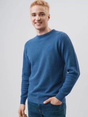 Zdjęcie produktu Niebieski bawełniany sweter męski z logo OCHNIK