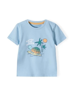 Zdjęcie produktu Niebieski bawełniany t-shirt niemowlęcy - wakacyjne nadruki 5.10.15.