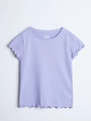 Zdjęcie produktu Niebieski dzianinowy t-shirt dziewczęcy w prążki - Limited Edition