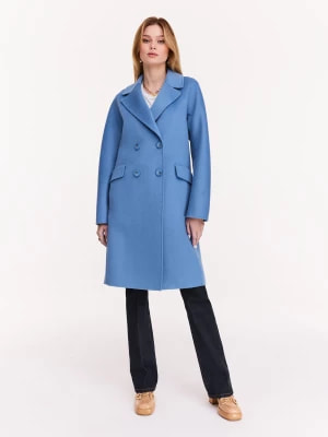 Zdjęcie produktu Niebieski wełniany płaszcz o klasycznym kroju typu Double Face TARANKO