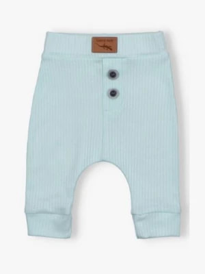 Zdjęcie produktu Niebieskie spodnie niemowlęce z dzianiny prążkowej Lagarto Verde