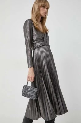 Zdjęcie produktu Nissa sukienka kolor srebrny midi rozkloszowana