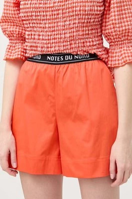 Zdjęcie produktu Notes du Nord szorty damskie kolor pomarańczowy gładkie high waist
