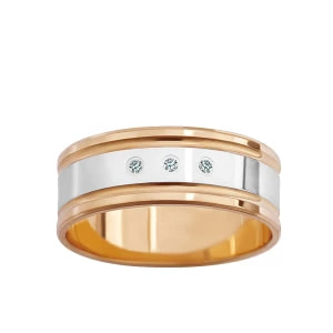 Zdjęcie produktu Obrączka z dwukolorowego złota z diamentami Biżuteria YES