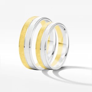 Zdjęcie produktu Obrączki ślubne z dwukolorowego złota 5mm fazowane