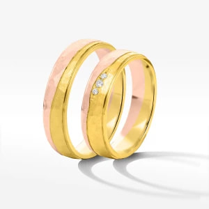 Zdjęcie produktu Obrączki ślubne z dwukolorowego złota 5mm półokrągłe