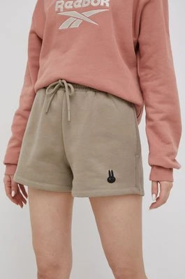 Zdjęcie produktu OCAY Szorty bawełniane damskie kolor beżowy gładkie high waist