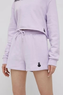 Zdjęcie produktu OCAY Szorty bawełniane damskie kolor fioletowy gładkie high waist