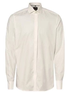 Zdjęcie produktu Olymp Level Five Koszula męska łatwa w prasowaniu z wywijanymi mankietami Mężczyźni Slim Fit Bawełna biały wypukły wzór tkaniny kołnierzyk kent,