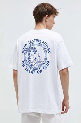 Zdjęcie produktu On Vacation t-shirt bawełniany męski kolor biały z nadrukiem