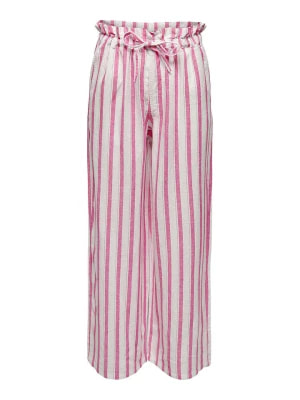 Zdjęcie produktu ONLY Spodnie "Caro" w kolorze jasnoróżowo-białym rozmiar: XS/L32