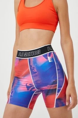 Zdjęcie produktu P.E Nation szorty treningowe Rewind damskie kolor fioletowy wzorzyste high waist