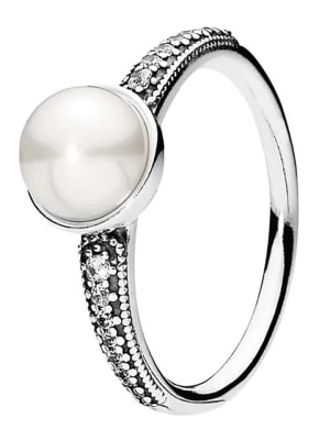 Zdjęcie produktu Pandora Srebrny pierścionek z perłą i cyrkoniami rozmiar: 50