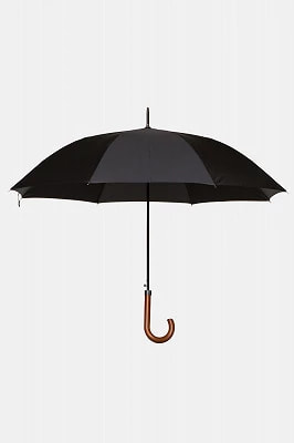 Zdjęcie produktu Parasol Średniej Długości Czarny z Drewnianą Rączką Lancerto