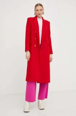 Zdjęcie produktu Patrizia Pepe płaszcz wełniany kolor czerwony przejściowy dwurzędowy