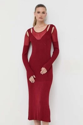 Zdjęcie produktu Patrizia Pepe sukienka kolor bordowy midi dopasowana
