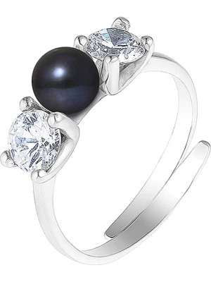 Zdjęcie produktu Mitzuko Srebrny pierścionek z perłą w kolorze granatowym rozmiar: onesize