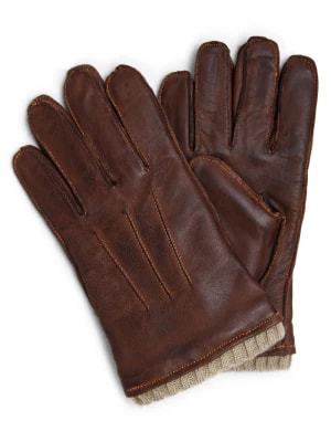 Zdjęcie produktu Pearlwood Rękawiczki ze skóry Mężczyźni skóra brązowy jednolity,