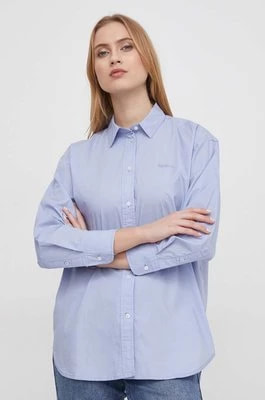 Zdjęcie produktu Pepe Jeans koszula bawełniana damska kolor niebieski relaxed z kołnierzykiem klasycznym
