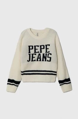 Zdjęcie produktu Pepe Jeans sweter z domieszką wełny dziecięcy kolor beżowy ciepły
