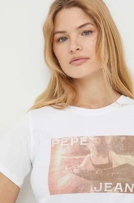 Zdjęcie produktu Pepe Jeans t-shirt bawełniany HIGI damski kolor biały