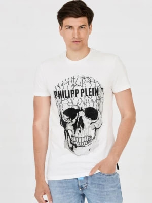 Zdjęcie produktu PHILIPP PLEIN T-shirt biały z popękaną czaszką