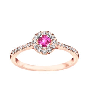 Zdjęcie produktu Pierścionek z różowego złota z różowym szafirem i diamentami - Metropolitan Metropolitan - Biżuteria YES