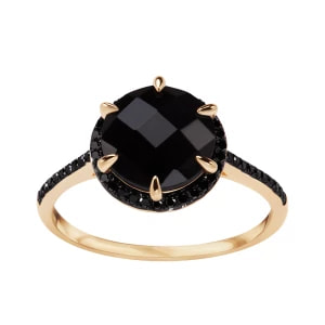 Zdjęcie produktu Pierścionek złoty z onyksem i czarnymi diamentami - Midnight Midnight - Biżuteria YES