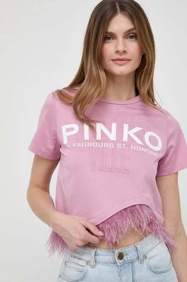 Zdjęcie produktu Pinko t-shirt bawełniany damski kolor różowy 103130.A1LV