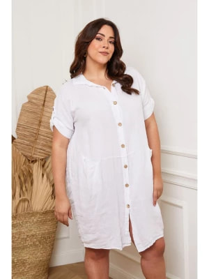 Zdjęcie produktu Plus Size Company Lniana sukienka "Claudine" w kolorze białym rozmiar: 50