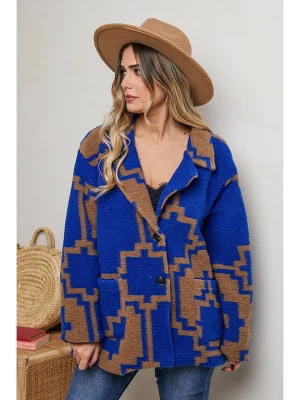 Zdjęcie produktu Plus Size Company Płaszcz zimowy "Isaya" w kolorze niebiesko-beżowym rozmiar: 40