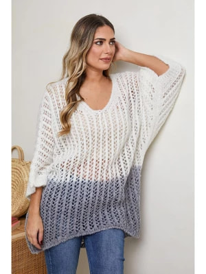 Zdjęcie produktu Plus Size Company Sweter "Juana" w kolorze biało-jasnoszarym rozmiar: 44