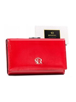 Zdjęcie produktu Pojemny portfel damski czerwony ze skóry naturalnej i ekologicznej - Rovicky