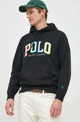 Zdjęcie produktu Polo Ralph Lauren bluza męska kolor czarny z kapturem z aplikacją