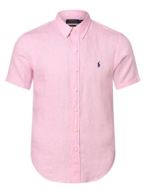 Zdjęcie produktu Polo Ralph Lauren Męska koszula lniana Mężczyźni Slim Fit len różowy jednolity button down,