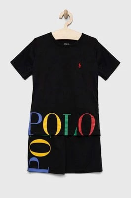 Zdjęcie produktu Polo Ralph Lauren piżama dziecięca kolor czarny z nadrukiem