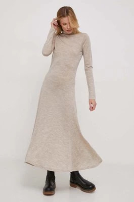 Zdjęcie produktu Polo Ralph Lauren sukienka wełniana kolor beżowy maxi rozkloszowana